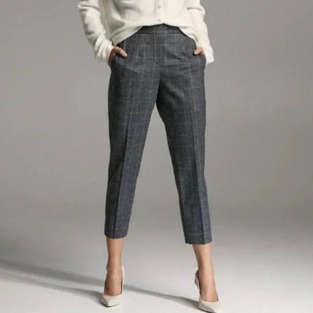 Aritzia Babaton Checkered Cropped Pants, Black/Gray, Size 00, Pre-loved
